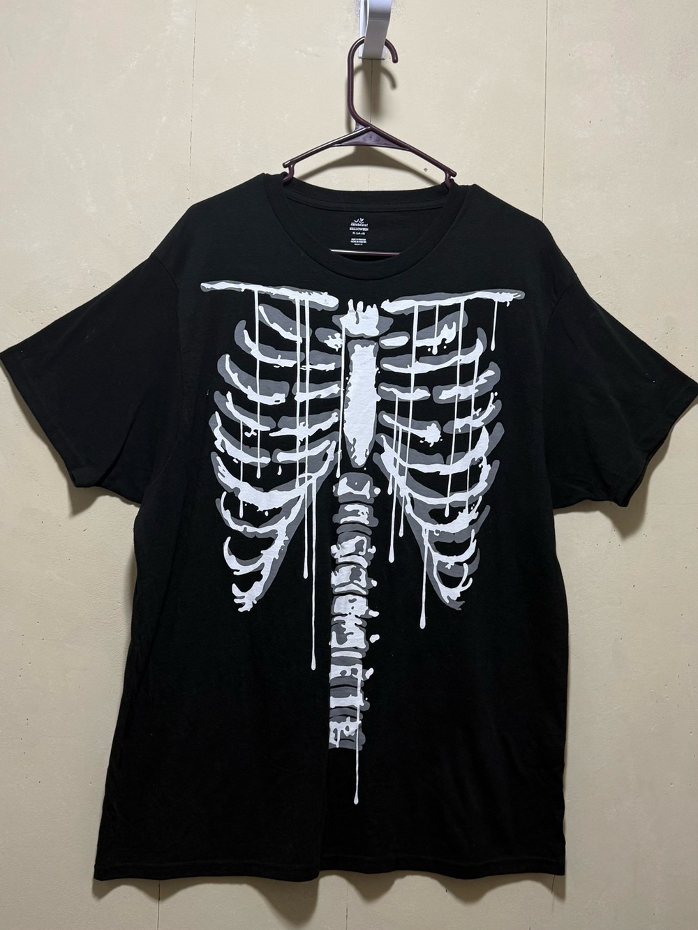 Halloween Skeletal Black Graphic Rib Cage T-Shirt Men’s Sz XL